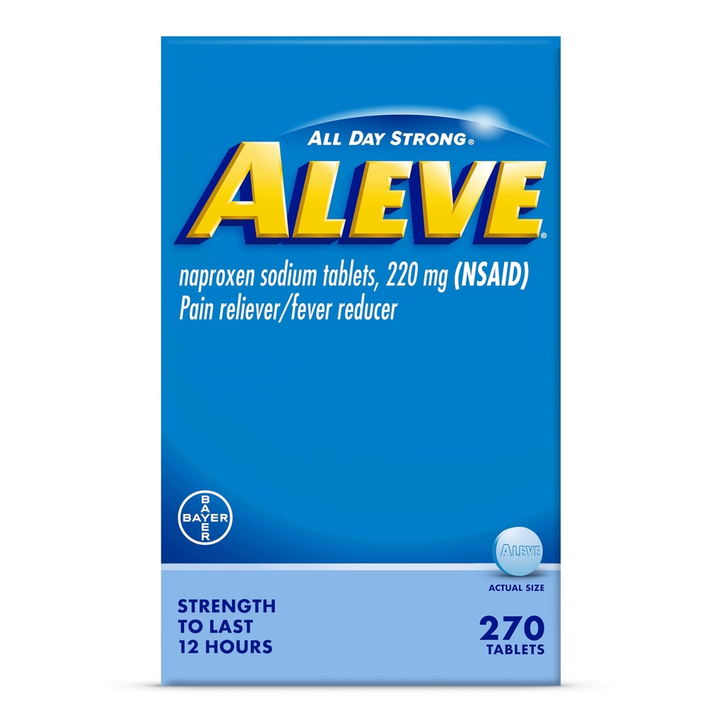 Aleve smerte Reliever & Fever Reduser Tabletter, Naproxen Natrium, hodepine, rygg og kroppen smertestillende medisin, 270 teller