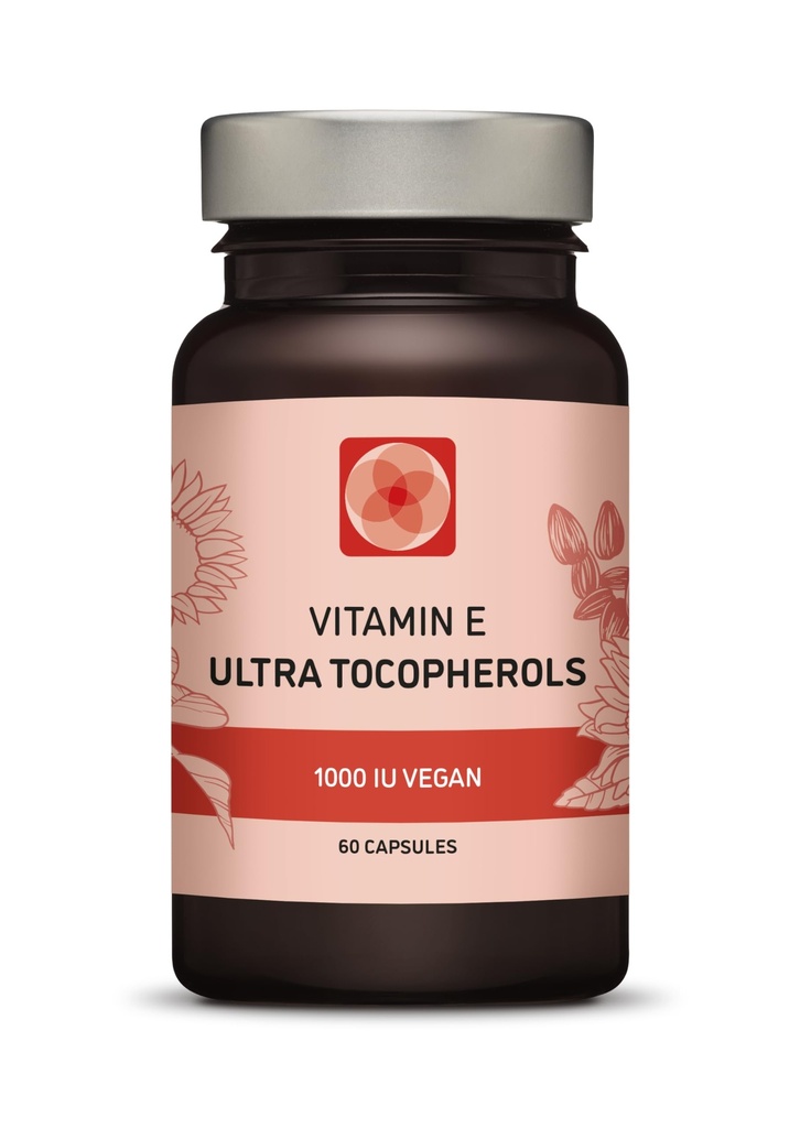 Vitamin E 1000 IE Ultra Tokopherol 450 mg vitamin E Vegan – Alle 4 tokoferoler - Alfa Tokopherol + Beta Tokopherol + Gamma Tokopherol + Delta Tokopherol– Unik d Alpha (60)
