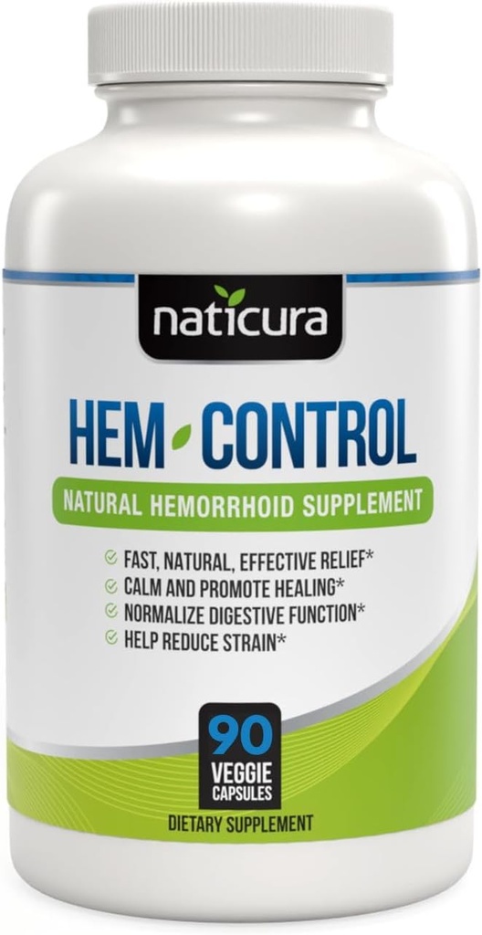 Hem-kontroll - rask effektiv hemorroid behandling supplement - kraftig formel for å fremme symtom lindring, krymping av hemorroider, Ease Discomfort - 90 Vegan kapsler - laget i USA