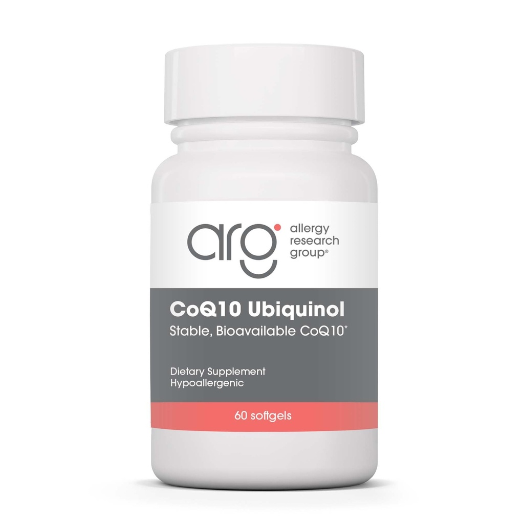 Allergi Research Group CoQH-CF Ubiquinol 100mg Supplement - Uoksydisert CoQ10, støtter kardiovaskulær helse, immunsystemstøtte, stabil, Biotilgjengelig, Softgels - 60 greve
