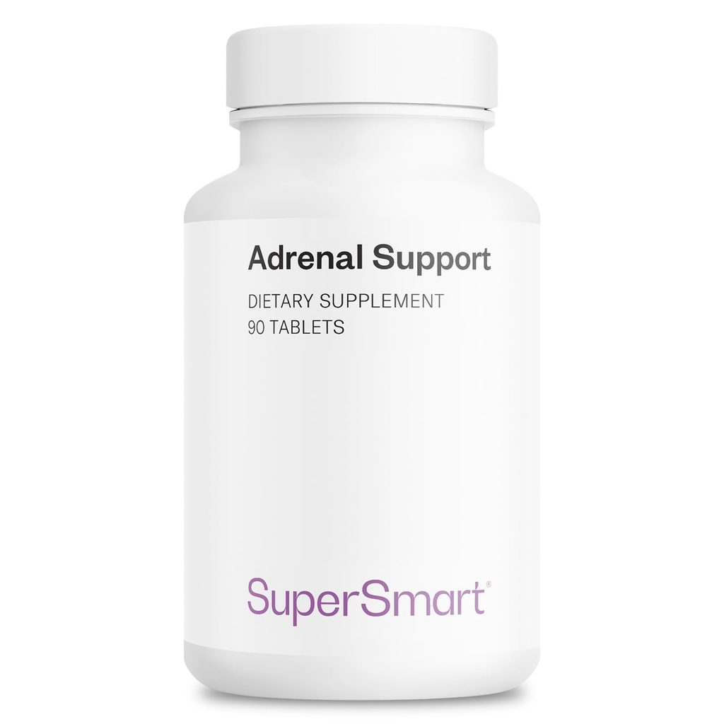 Supersmart - Adrenal Support (Avanceret Formel) - med Rhodiola Rosea, Holy Basil Tulsi, Magnesium - Adaptogene urter Supplement  enhver GMO & Glutenfri - 90 tabletter