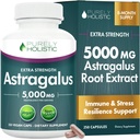 Astragalus Kapsler 5000 mg - 250 Kapsler, 8+ Måneds Supply - Overlegen styrke Astragalus Root Extract 20:1 - Ikke GMO, Vegetarisk og vegansk Vennlig - støtter immunsystemet og kardiovaskulær