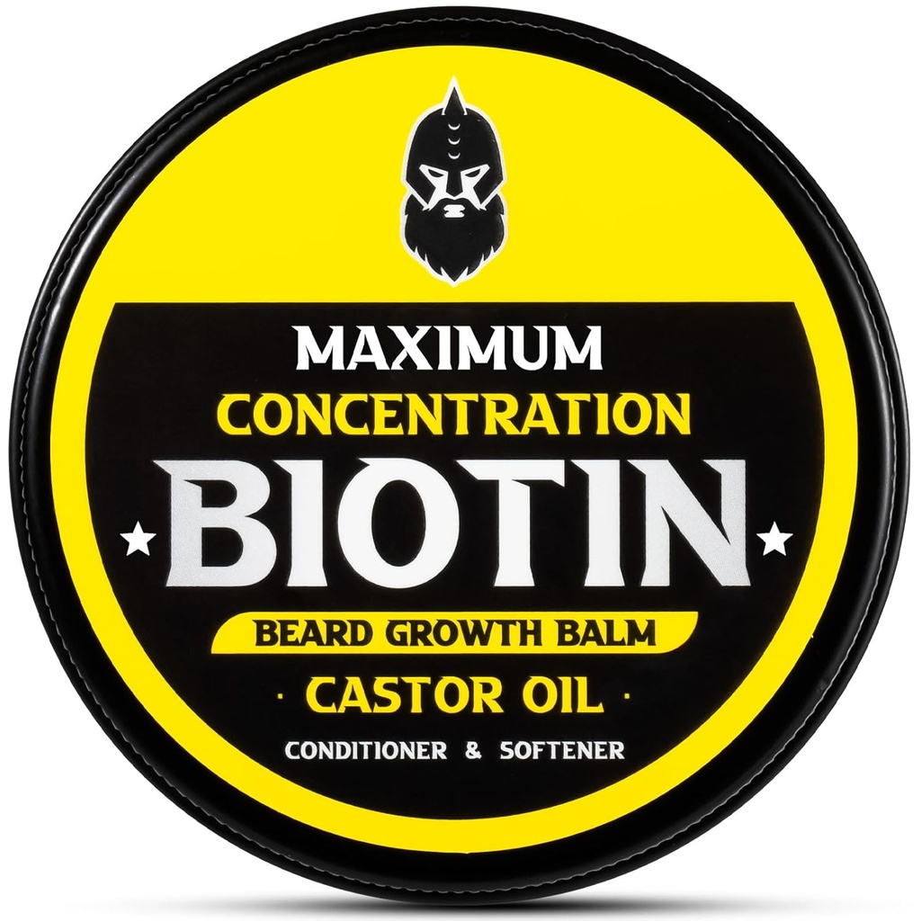 Beard Balm, maksimal konsentrasjon BIOTIN, med Castor Olje og Argan & Jojoba oljer, fremmer beard vekst, stiler, styrker og mykere Beards & Mustaches, 2 Ounce,Sandalwood