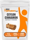 BulkSupplements.com Cinnamon Bark Ekstrakt pulver - Ceylon Cinnamon Supplement, Herbal Supplement - Vegan & Glutenfri, 1,2 g per servering, 250g (8,8 oz) (Pack of 1)