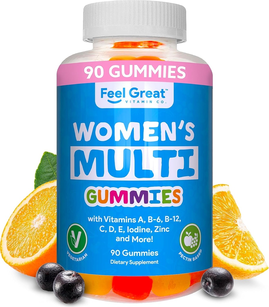 Multivitamin Gummy for kvinner ved å føle stor vitamin co | Multi Chewable Gummy Supplement med vitamin A, B-6, B-12, C, D, E, Biotin, Choline, Folinsyre, sink og mer