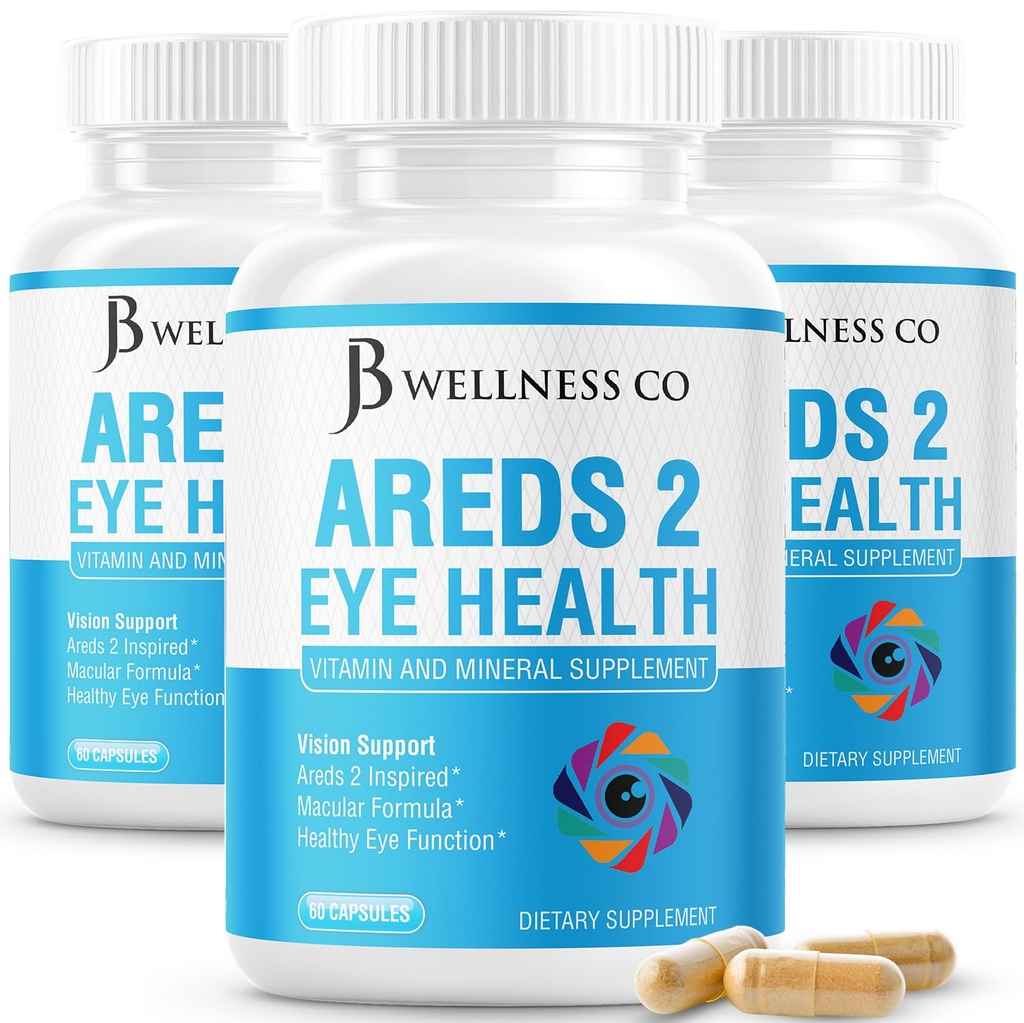 JB wellness AREDS 2 Eye Vitamin & Mineral Supplement, inneholder lutein, vitamin C, Zeaxanthin, sink og vitamin forbedre visjon Supplement - 180 Telling