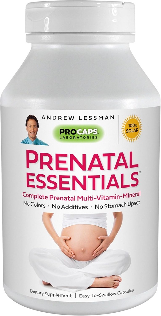 ANDREW LESSMAN Prenatal Essentials 180 kapsler - Komplett prenatal vitaminer for kvinner, Ingen additiver Prenatal Multivitamin, Næringsstoffer for kvinner prenatal, postnatal-metylfolat prenatal med jern