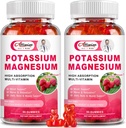 2 Pack Kalium Magnesium Supplement Gummier - Kalium Citrat & Magnesium Glycinat for Ben Kramper & Muskel, Mood & Relaxation, Energi støtte med vitamin B6, D3, C bringebær Flavor
