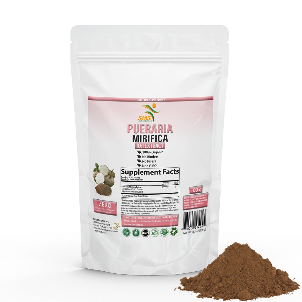 Pueraria Mirifica Naturlig organisk Herbal Kwao Krua Kao 10:1 Ekstrakt 100g pulver, fremmer kvinners helse kosttilskudd | Ikke GMO, Gluten | via SMS