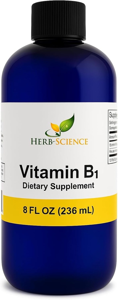 Væskevitamin B1 Drops - Daglig Thiamin Supplement for å støtte Digestion, Nervesystem, hjertehelse, Stress Relief, Natural Energy Booster - 500% DV, 288 Serveringer per flaske - 8 fl oz