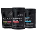 Idrettsforskning Antarktis krill olje Omega 3 Mini-Softgels 500mg med fosfolipider, Choline, Astaxanthin, Triple Styrke Omega 3 Burpless Fish Oil 1250mg, Sukkerfri Multi Flavor Hydrate Electrolytes
