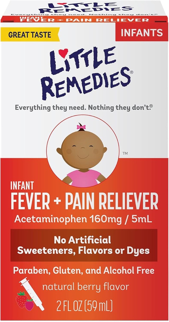 Små medisiner Baby medisin, Infant Feber og smertelindring med acetaminophen, Berry Flavor, 2 Fl Oz