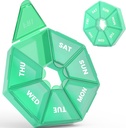 Weekly Pill Organizer, 2 pakke bærbare piller boks medisin tilfelle 6 farger (sju dager) ny utgave for vitamin / fish olje / piller / supplements-arthrit vennlig (cyan)