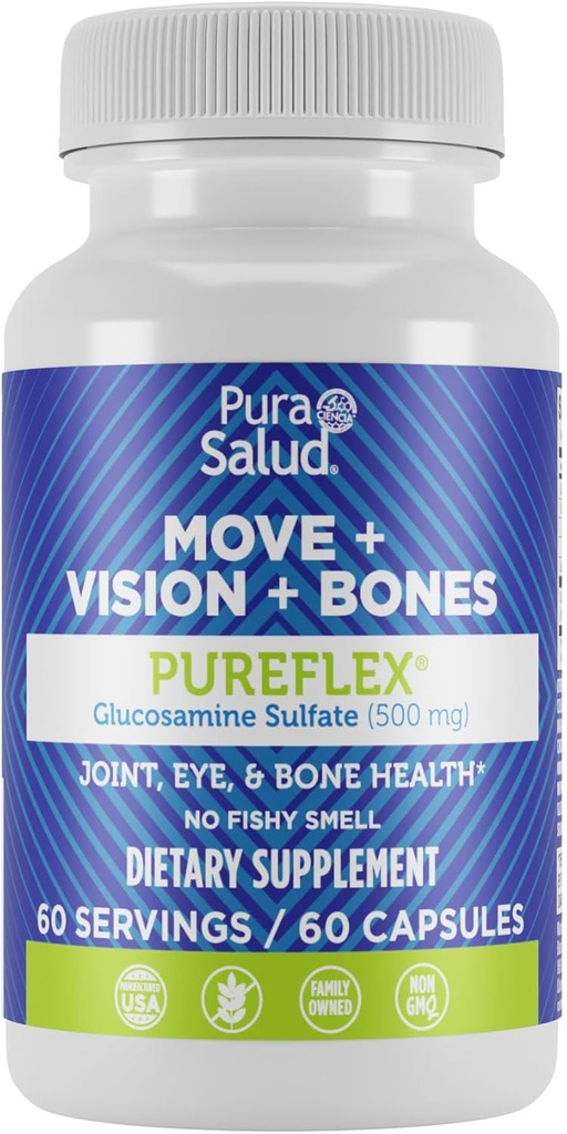 Basic merker Pura Salud Pureflex Glucosamine Sulfate 500 mg, 60 greve (pakke med 1)