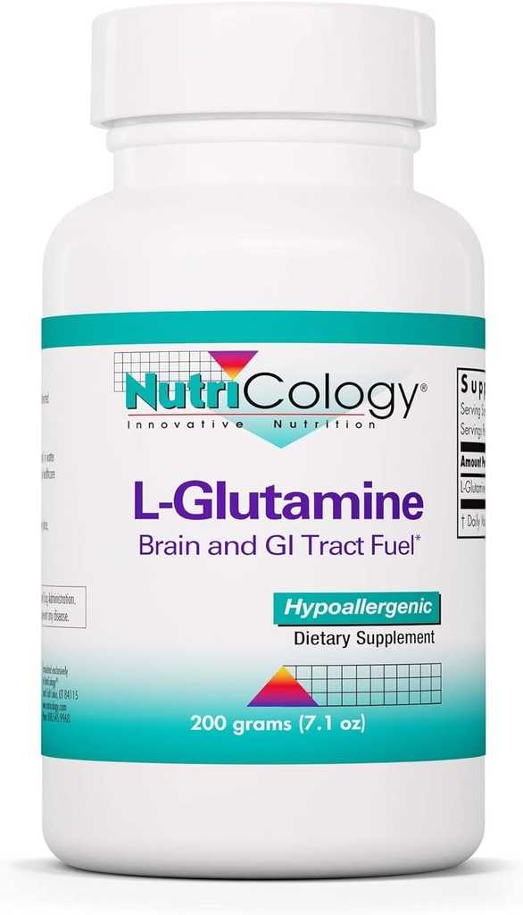 Nutrikologi L-Glutamin pulver - Gut helse for menn og kvinner, gratis form Aminosyre, ren, 4,7 g Supplement - 7.1 Ounce