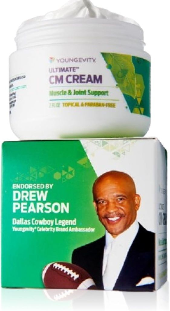 Youngevity Ultimate CM CreamTM - Muskel og felles dype beroligende analgesisk krem - Paraben gratis - Tilbake, hals, hånd og føtter smerte støtte - Menthol 1,4% - (2 oz Jar)