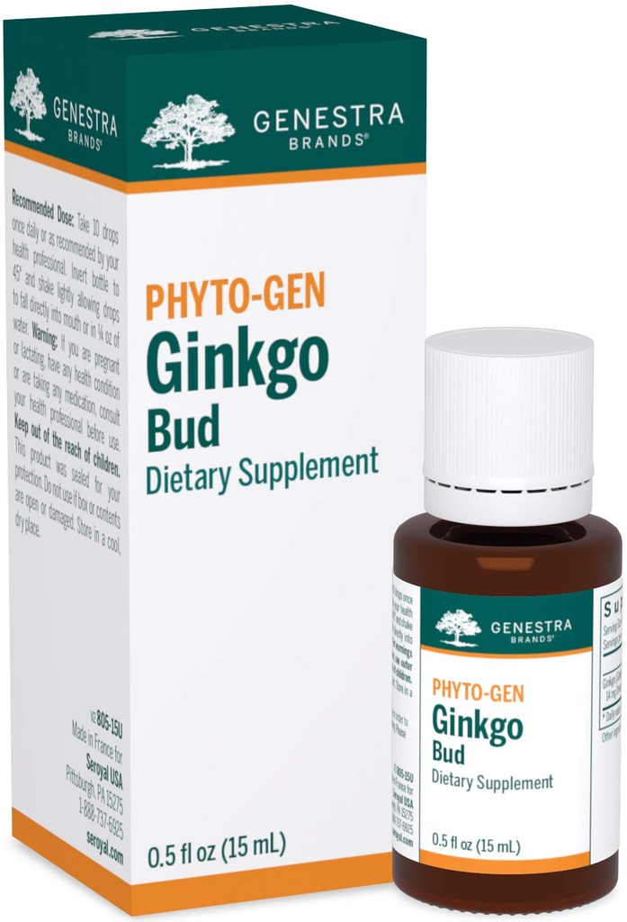 Genestra merker Ginkgo Bud ® Herbal Supplement | 0,5 fl oz.