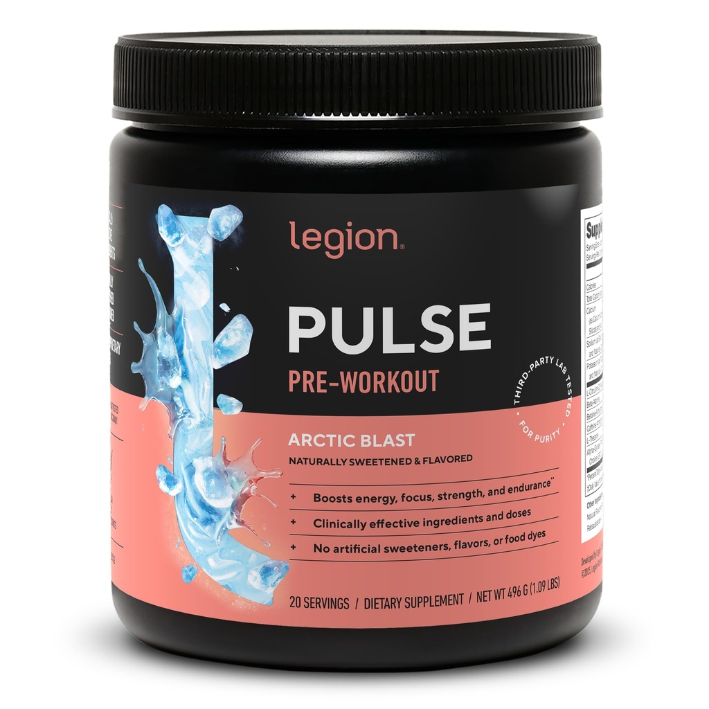 LEGION- Alle naturlige nitric oksid preworkout drikk for å øke energi, kreatinfri, naturlig søtet, Beta Alanine, Citrulline, Alpha GPC (Arctic Blast)