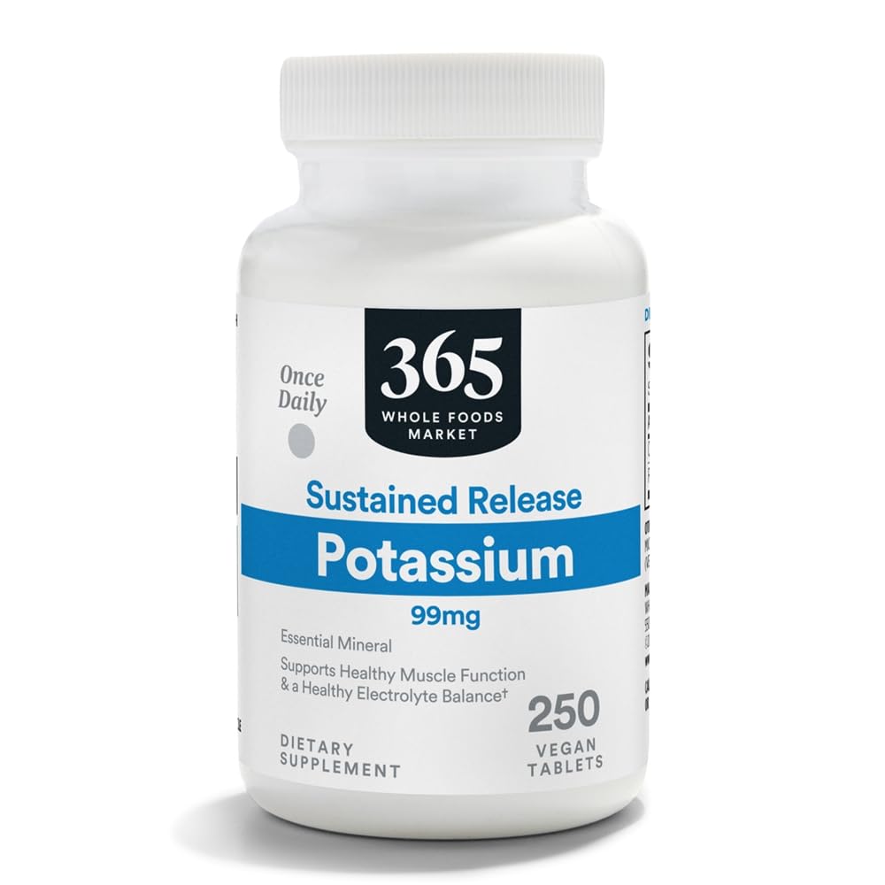 365 av hele matmarked, frigjøring Kalium 99mg, Vegan, 250 tabletter