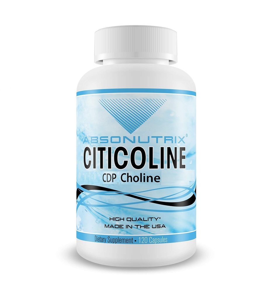 Absonutrix Citicoline CDP Choline 530mg, Nootropic Supplement, GMP sertifisert, tredjeparts testet, lett å svelge, 120 Veg caps, forbedrer kognitive ferdigheter, Støtter minne, ikke-GMO, laget i USA