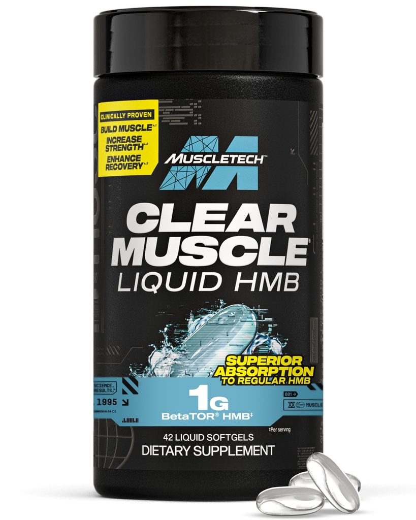 Muscletech HMB Kosttilskudd 1000mg, Clear Muscle (42 flytende Softgels) - Høyeste grad HMB for Lean Muscle & Recovery-HMB gratis syre Muscle Supplement-hjelp redusere muskelnedbrytning - emballasje May Vary