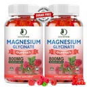 (2 Pack Sugar Free Magnesium Glycinate Gummies, 500 mg Magnesium Glycinate med 200 mg Magnesium Malat, Taurat, Oxid, COQ10, vitamin B6 og D3, søvn og rolig støtte, 120 bringebær Gummies