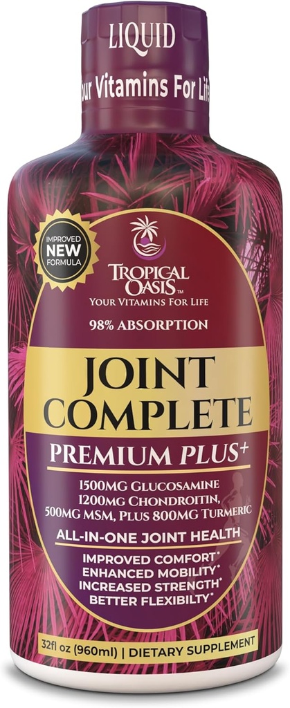 Joint Complete Premium Plus - flytende felles Supplement w/Glucosamine, Chondroitin, MSM Plus 800 mg Turmeric - 98% Maks absorpsjon - 32oz, 32 server