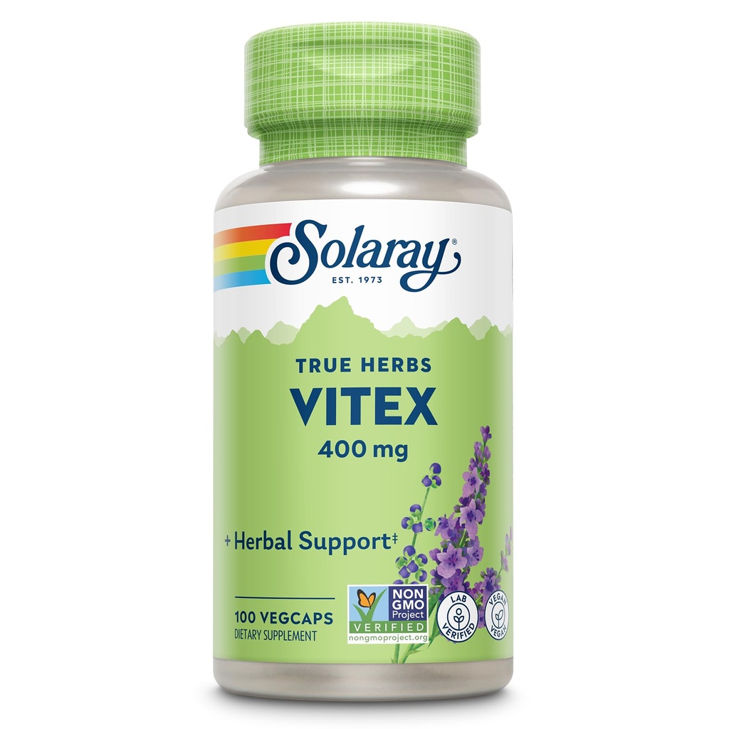 SOLARAY Vitex Berry 400 mg | Kvinner sunt hormon balanse formel | Menstruasjon og Menopause støtte, 100ct