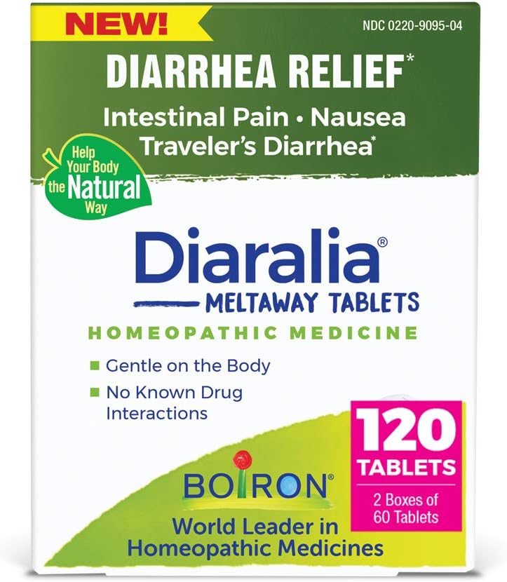 Boiron Diaralia Tabletter for diarrea Relief, Gas, Bloating, Intestinal smerte, og Travler diarrea - 120 greve (2 pakke med 60)