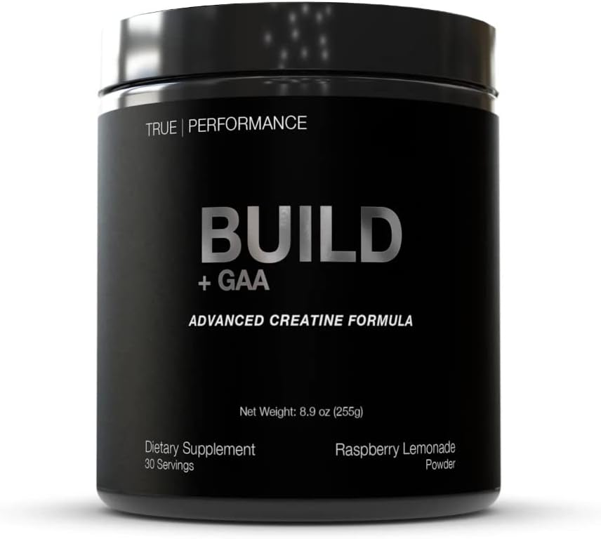 Bygg + GAA, for muskelbygging og restitusjon, bringebær lemonade, patent Venter GAA + Kreatin Monohydrat, forbedrer styrke, ytelse og muskelvekst - Kreatin, GAA, Betain - 30 Serveringer