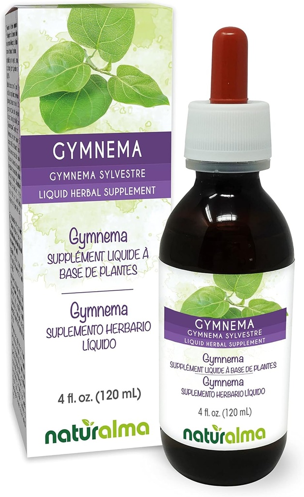Naturalma Gymnema (Gymnema sylvestre eller Marsdenia sylvestris) Leaf alkoholfri tinktur - 4 fl oz flytende ekstrakt i dråper - Herbal Supplement - Vegan