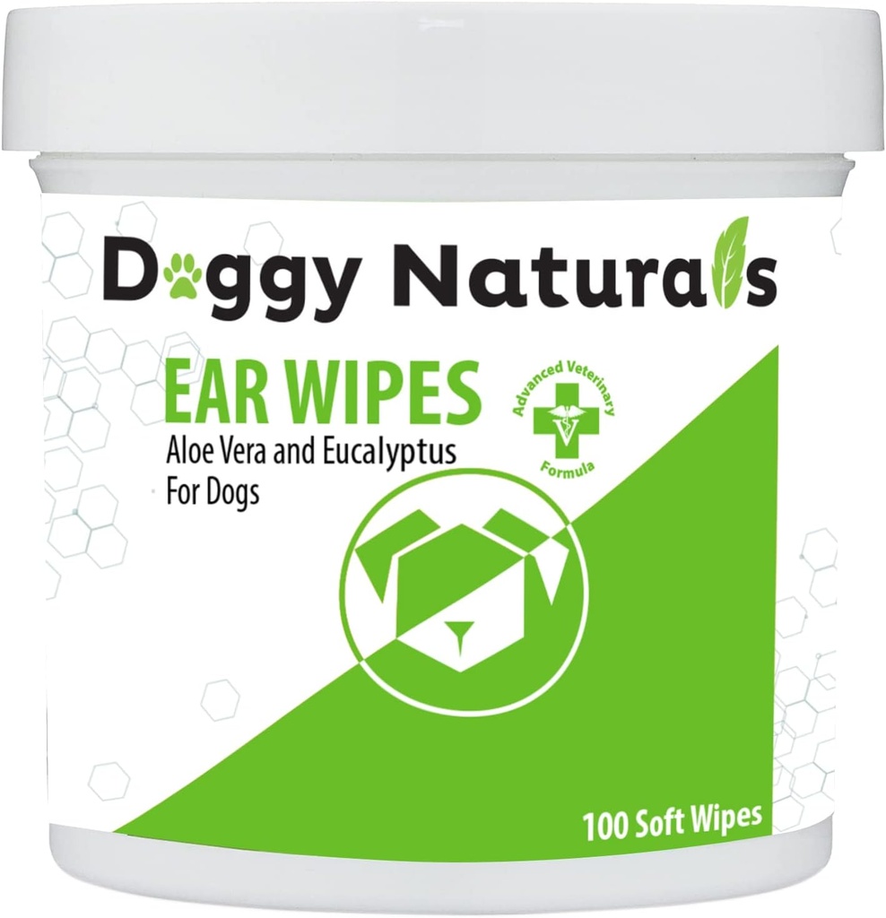 Hund ører renere tørker med Aloe og Eucalyptus (100 greve) - Otic Cleanser for hunder (Made i USA) (100ct Wipes med Aloe & Eucalyptus)
