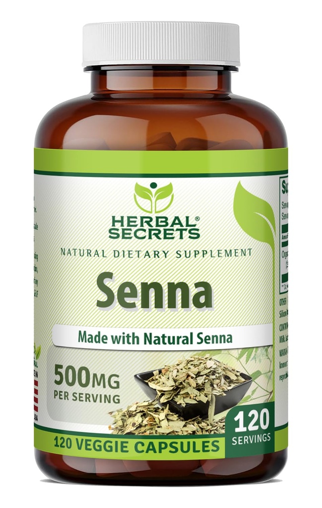 Herbal Hemmeligheter Senna Supplement | 500 Mg | 120 Veggie Kapsler | laget med naturlig Senna | Ikke-GMO | Glutenfri | laget i USA