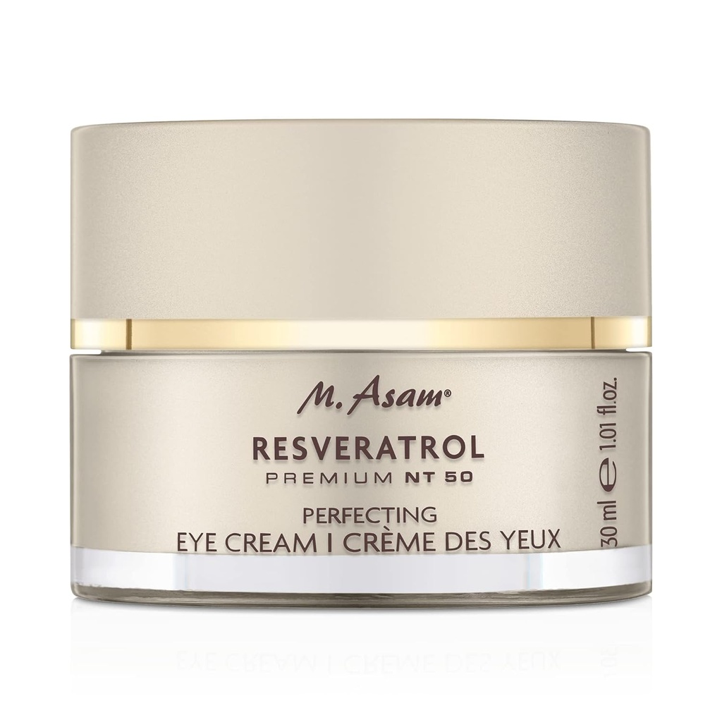 M. Asam Resveratrol Premium NT50 Perfecting Eye Cream – Anti-aging under øyekrem med resveratrol & hyaluronsyre til glatte rynker og fine linjer, vegansk formel, 1,01 Fl Oz