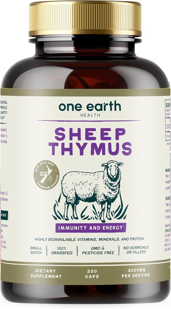 En Earth Health Grass Fed Thymus - New Zealand Sourced Thymus. 3000mg per servering, 200 greve