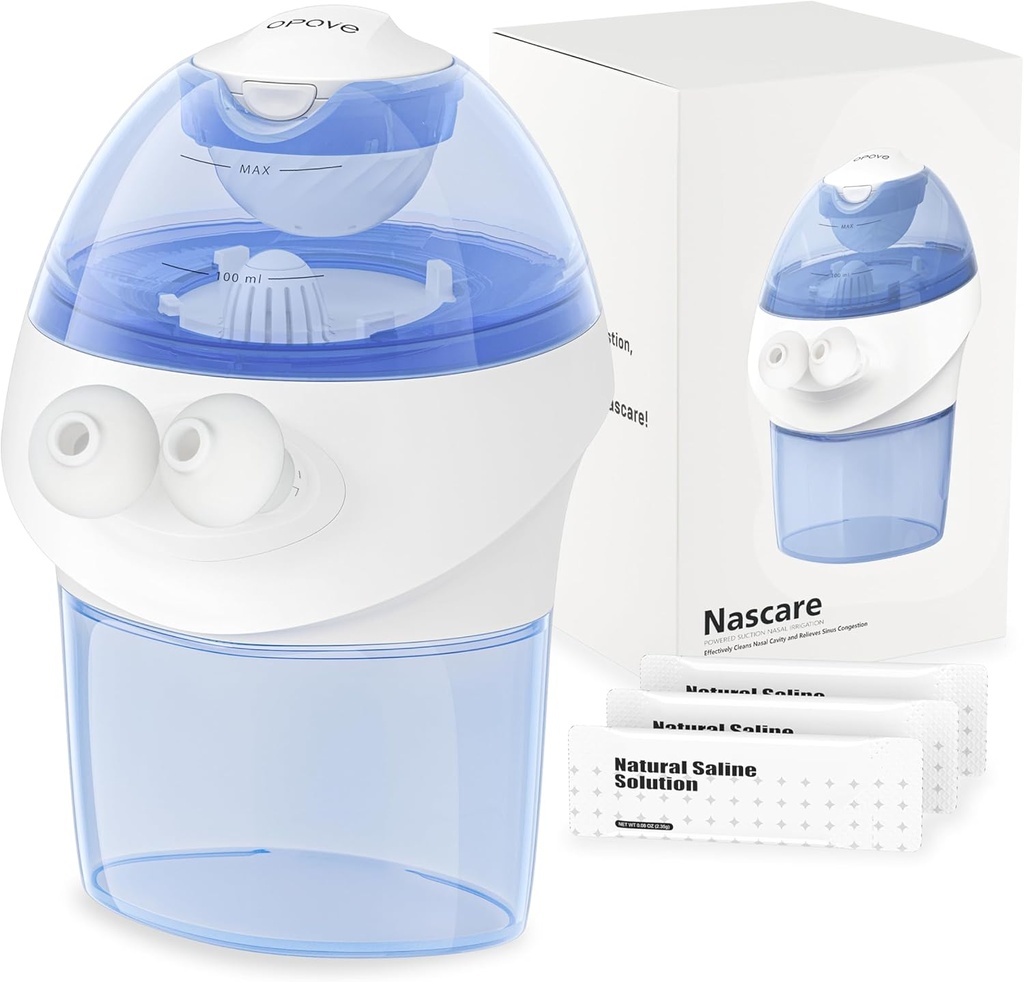 oppove Nasal Irrigation System, Sinus rengjøringssett med 1 nese Cleaner & 15 saltpakker, Selvklebende og automatisk avfallssamling, oppladbar Sinus rengjøringsflaske for å lindre Nasal Discomfort