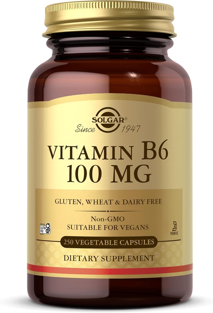 Solgar Vitamin B6 100 mg, 250 Grønnsaker Kapsler