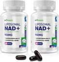 900 mg Liposomal NAD+ Supplement med Trans Resveratrol 300 mg, erstatter NMN, Superior Absorpsjon, True NAD Plus Supplement for DNA Repair og Boost NAD+, Aging Defense, Energi, 120 Softgels, 2 pakke