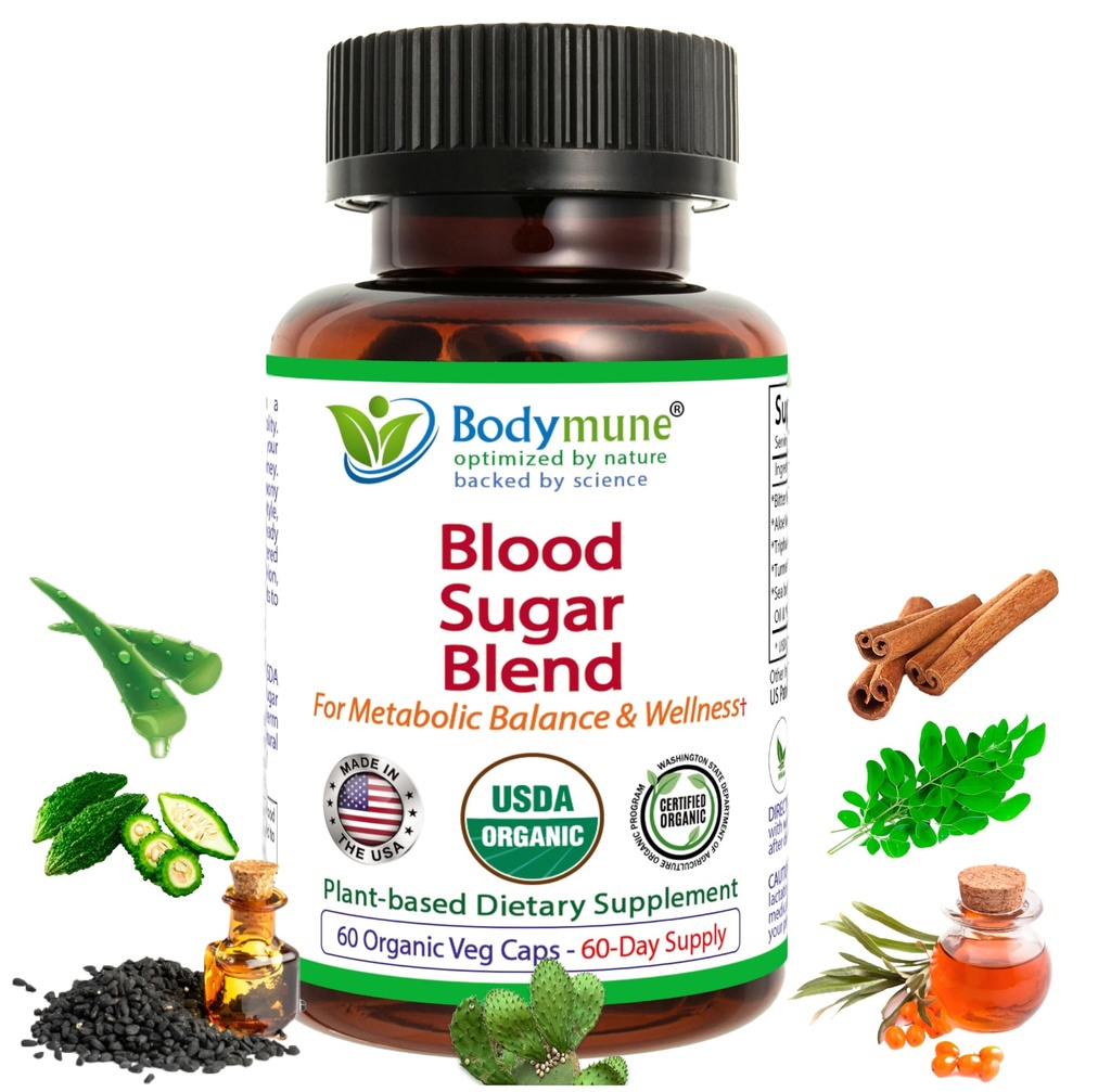 USDA Organic Blood Sugar Blend | Støtter sunn metabolisme * | med Bitter Melon, Moringa, Aloe Vera, Nopal, Papaya ekstrakter og mer | 60-dagers  Supply Vegansk og ikke-GMO | USA-Made
