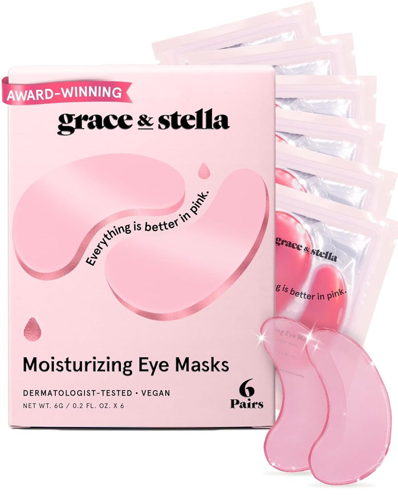 grace & stella Award Vinnende under øyemaske - Redusere mørke sirkler, Puffy Øye, Underøynevesker, Wrinkles - Gel Under Øyelapper - Gaver til mamma - Vegansk Cruelty-Free Selvpleie (Pink, 6 Par)