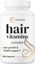 Mikro ingredienser Hårvekstvitaminer for kvinner og menn, 240 kapsler | 14-i-1 Formula med Biotin, kollagen, Keratin, Sag Palmetto & Mer | Tykkere, Fullere, Nourishes Tynn og tap Hår støtte