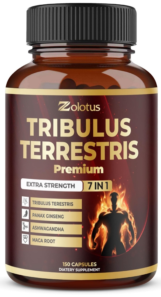 Tribulus terrestris Supplement for menn og kvinner, 5-måneders forsyning med Ashwagandha, Panax Ginseng, Sag Palmetto, Maca, Shilajit, 150 greve