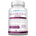 Godkjent Science® Resveratrol - 1000 mg Trans Resveratrol - 250 mg polyfenol - 98% renhetsnivå - Inkluderer Bioperine® - 60 Veganvennlige kapsler - 1 flaske