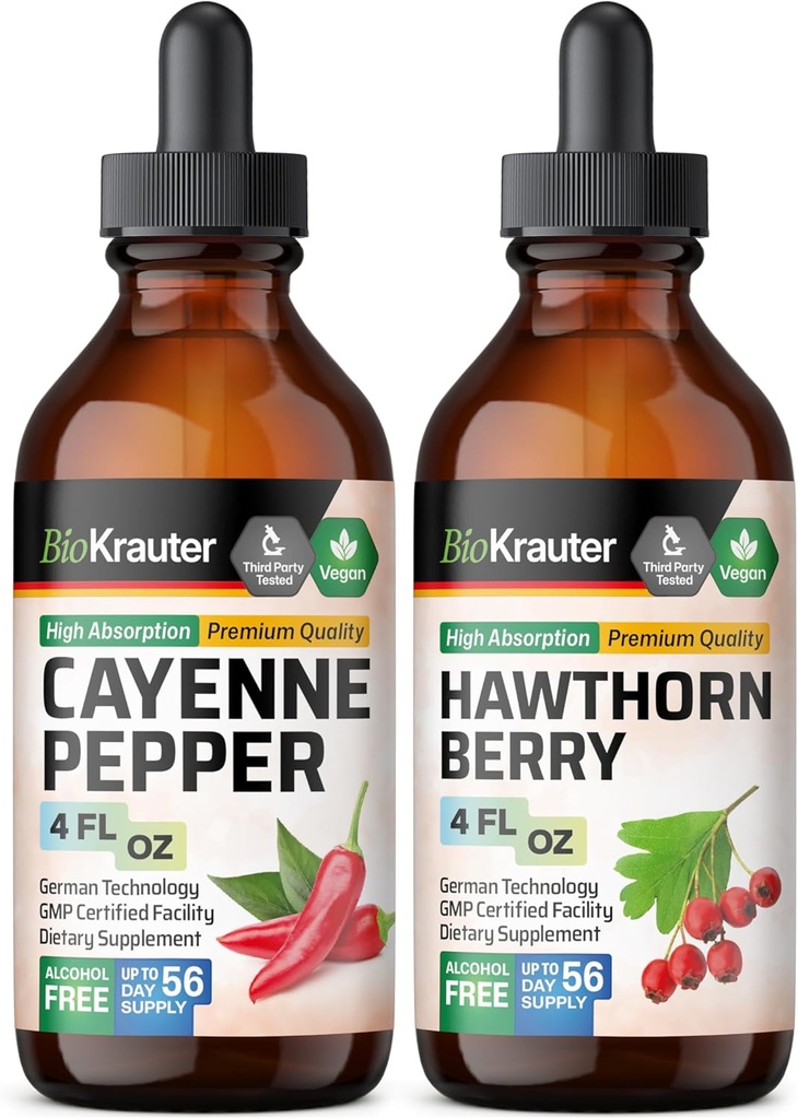 BIO KRAUTER Cayenne Tinktur 4 Fl. Oz. & Hawthorn Berry Tinktur 4 Fl. Oz.