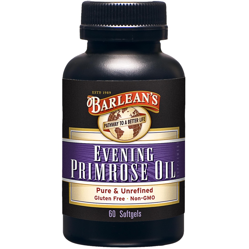 Barleans Aften Primrose Olje Softgels med Gamma-Linolensyre (GLA) - Ikke-GMO, Glutenfri - 60-Softgels