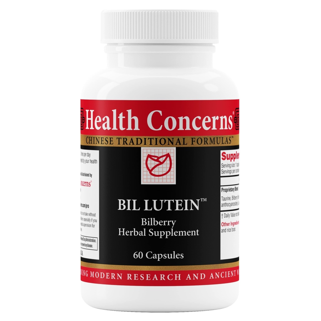 Helse Bekymring Bil Lutein – Eye Health & Vision Support – Lutein, Bilbær & Taurin Supplement – Antioksidanter for retinal helse, nattsyn, sirkulasjon og Macular Degenerasjon – 60 Kapsler