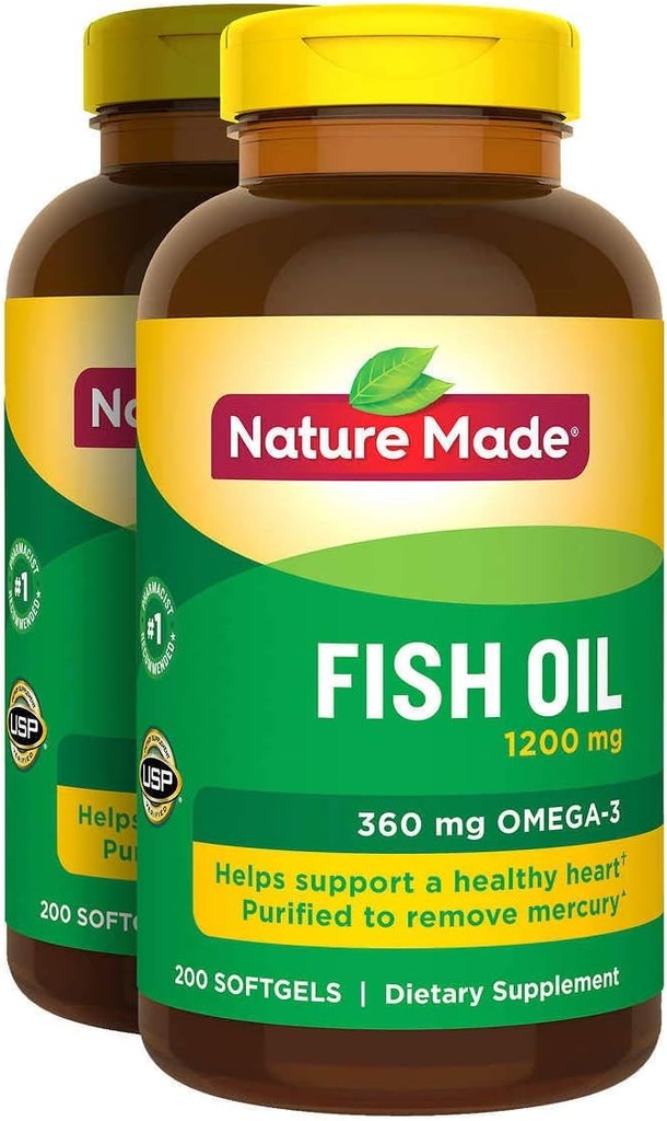 2 x 200Pk natur laget fiskeolje 1200 mg softgels Omega 3