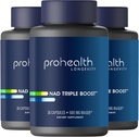 ProHealth NAD Triple Boost. 3X NAD+ Optimizer. Lege Formulert, Extra styrke Supplement, inkluderer 500 mg Niagen Nicotinamid Riboside NR (Den aktive ingrediensen i NMN) 30 serveringer (3 pakke)