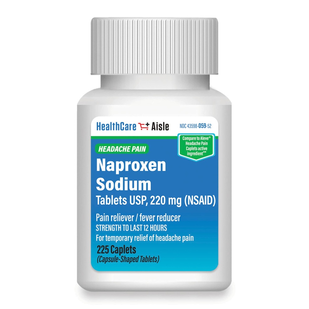HealthCareAisle Naproxen Natrium, 220 mg - 225 kapler - hodepine smertefriere, opp til 12 timers relief