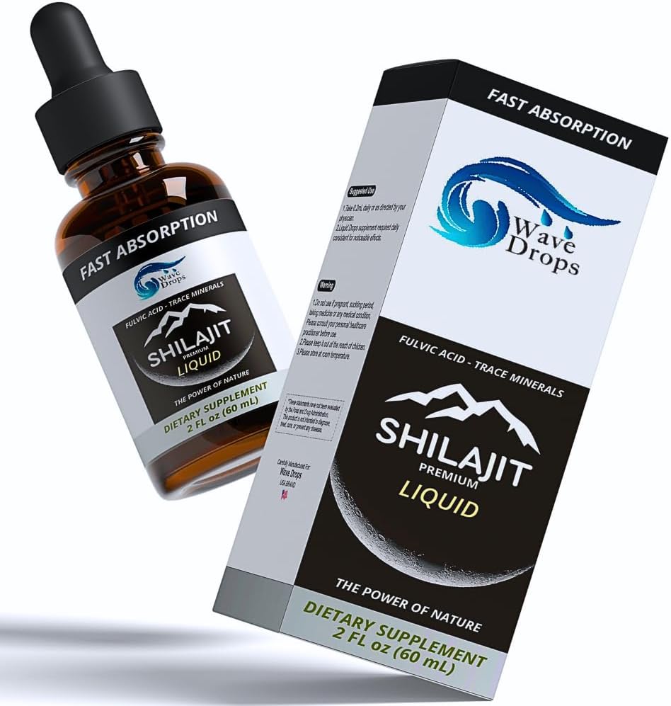 Pure Shilajit Resin flytende | Høy potens, Autentisk, Naturlig | for Detox Cleanse Immune Support Brain Booster og Energi | Inneholder Fulvic Acid Trace Minerals | 2 Fl Oz